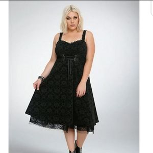 HOT Topic NBC Flocked Corset Midi Dress Rare